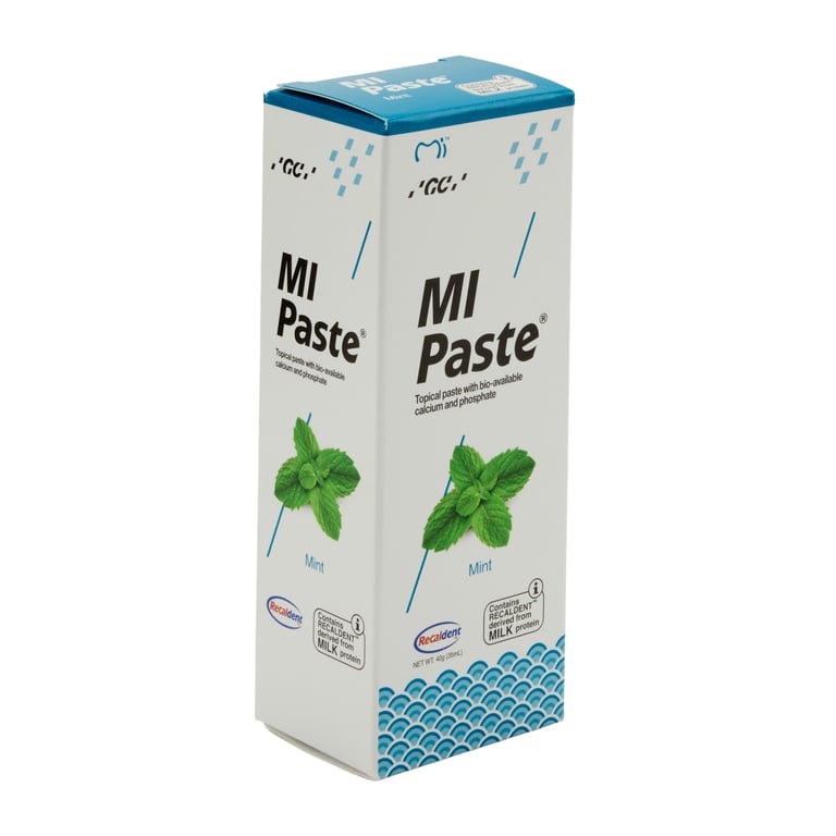 MI Paste Mint 10/Pk. Topical Tooth Cream contains RECALDENT (CPP-ACP) that binds calcium