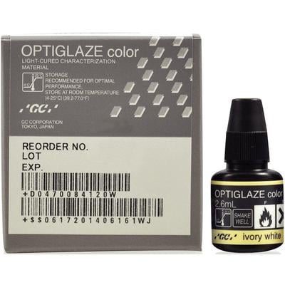 Optiglaze Color Ivory White, 2.6ml Bottle. Light-cured Characterization Coating for Composite
