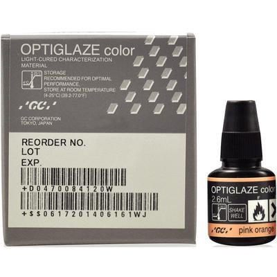 Optiglaze Color Pink Orange, 2.6ml Bottle. Light-cured Characterization Coating for Composite