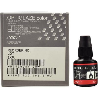 Optiglaze Color Red, 2.6ml Bottle. Light-cured Characterization Coating for Composite and Acrylic