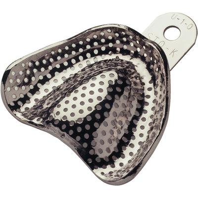 STO-K #U-2-O Small Upper Ovoid Full-Arch Aluminum Perforated Tray, 2-5/8" buccal width, 2-1/4"
