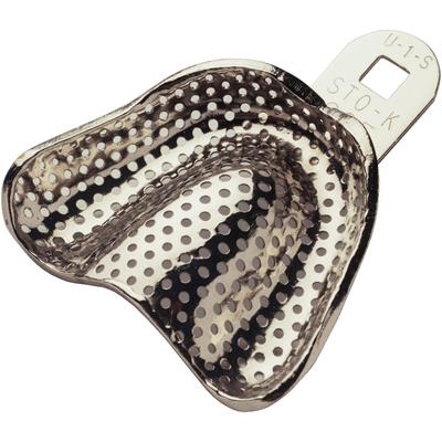 STO-K #U-1-S Small Upper Square Full-Arch Aluminum Perforated Tray, 2-7/16" buccal width, 1-3/4"