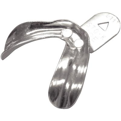 STO-K #L-14-T X-Large Lower Tapered Full-Arch Aluminum Solid Tray, 3" buccal width, 2-3/8" length