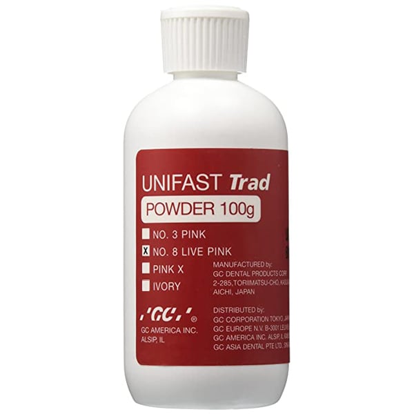 Unifast Trad Powder only, Live Pink #8, Methylmethacrylate Resin, Recommended for denture (339105)