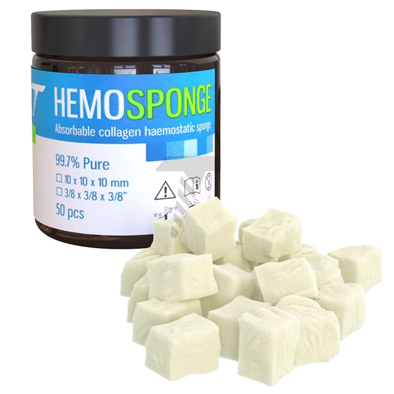 GDT Hemosponge 10 x 10 x 10mm Absorbable Gelatin Non-Sterile Sponge, 50/Pk. Made to aid