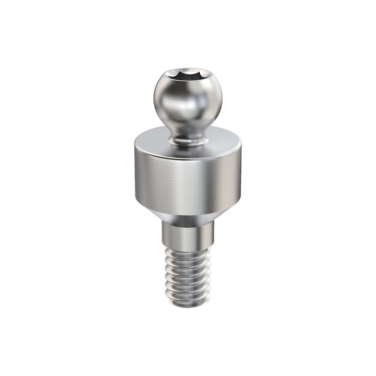 GDT Ø4.0mm Titanium Ball Attachment Abutment, 3.0mm GH, Internal Hex 2.42mm RP, 1/Pk. Features