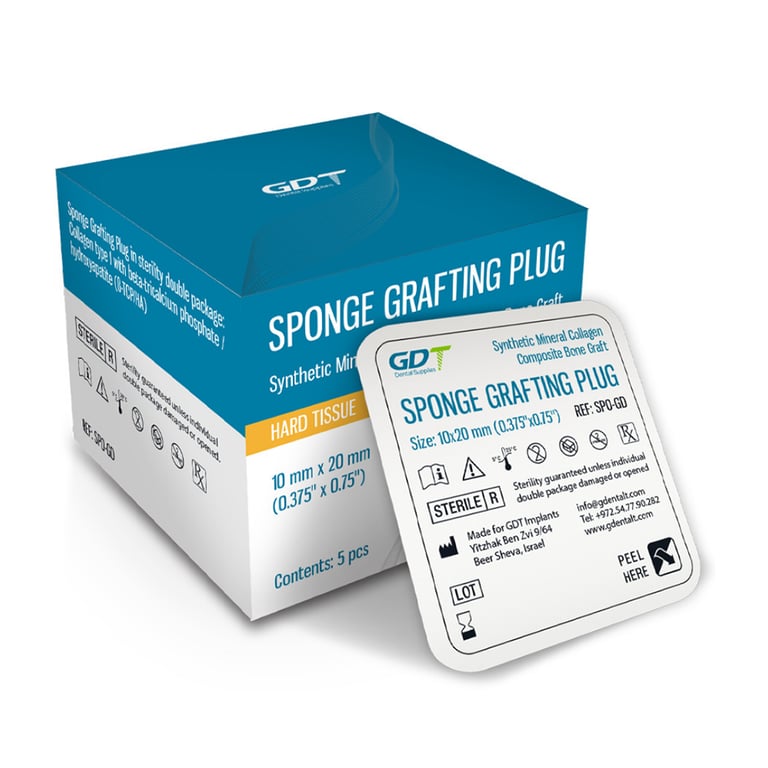GDT AcrySponge Ø10.0mm x 20.0mm Synthetic Collagen Grafting Plug, 5/Pk. Features a resorbable