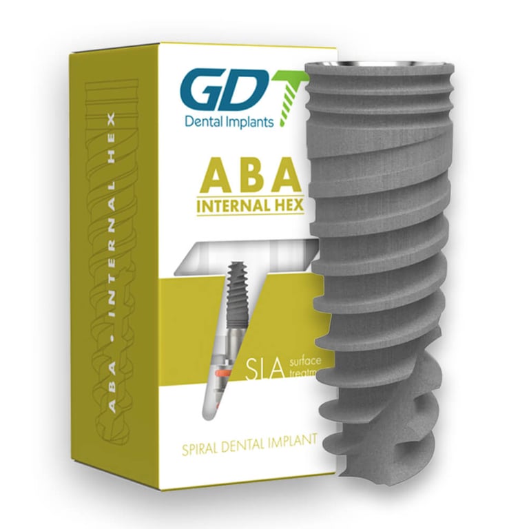 GDT ABA Ø5.0mm x 8.0mm Titanium Dental Implant, Internal Hex 2.42mm, RP, 1/Pk. Compatible