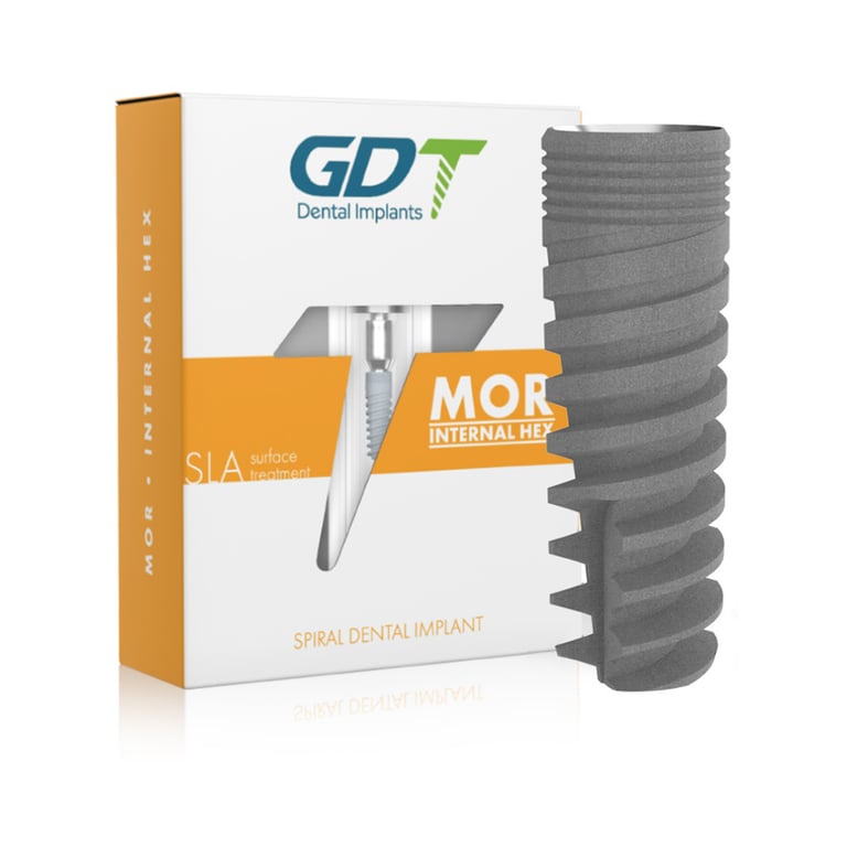 GDT MOR Ø3.75mm x 10.0mm Titanium Dental Implant, Internal Hex 2.42mm, RP, 1/Pk. Compatible