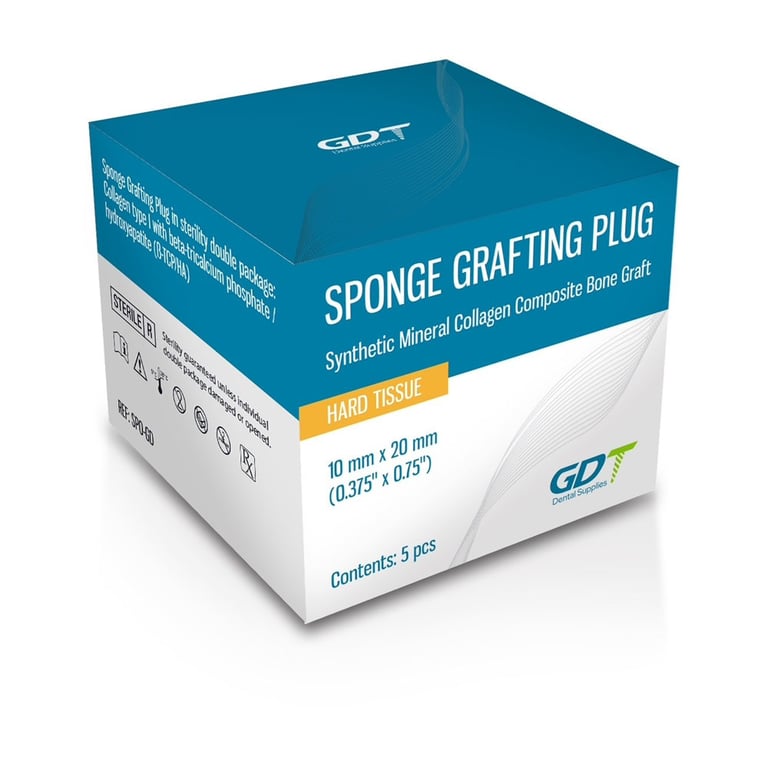 GDT Sponge Grafting Plug, 10mm x 20mm Synthetic Collagen Composite Bone Graft, 5/Pk. Sponge