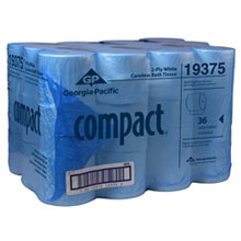 Compact 2-Ply Coreless Bathroom Tissue, White. 3.85" x 4.05", 1000 Sheets per Roll. 1 Case of 36