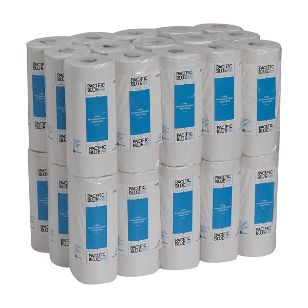 Pacific Blue Select Roll Towels 11" x 8.8" White. Case 30x 85 sheets/Roll. 2-Ply perforated