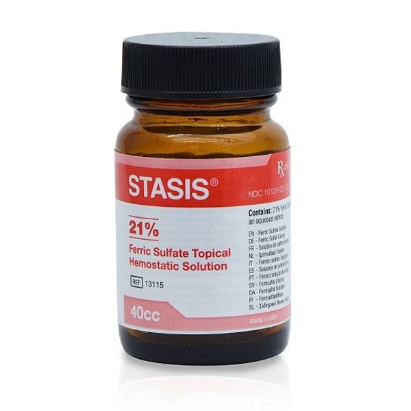 Stasis 21% Ferric Sulfate, Hemostyptic Solution without epinephrine, 40 mL Bottle