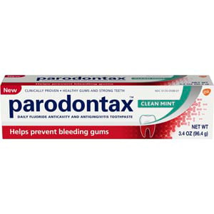 Parodontax Toothpaste, Clean Mint, Box of 12 - 3.4 oz. Tubes. Helps reduce plaque, bleeding gums