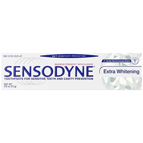 Sensodyne Extra Whitening Toothpaste, Trial Size. 12 - 4 oz. Tubes. Sodium lauryl sulfate free