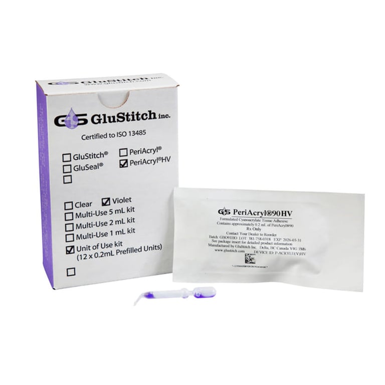 PeriAcryl High Viscosity Cyanoacrylate Ampoules, 0.2ml, 12/Pk. Designed for fast-setting