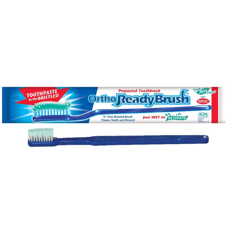 OrthoReadyBrush Prepasted V-Trim Bristled Toothbrush, Adult, Mint, Case of 1440. Utilizing our