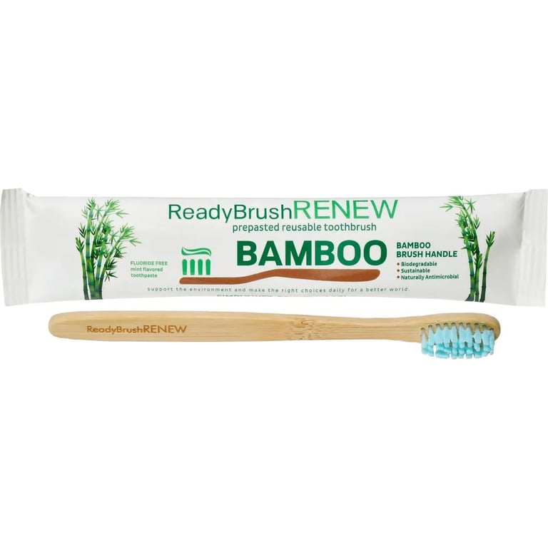 ReadyBrushRENEW Bamboo Prepasted Ecofriendly Toothbrush, Full-Size, Mint, 30/Box. Each reusable