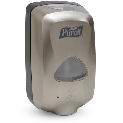 Purell TFX Touch Free Hand Sanitizer Dispenser, Nickel Finish - 1/Pk. Uses 1200ml refills. Mount