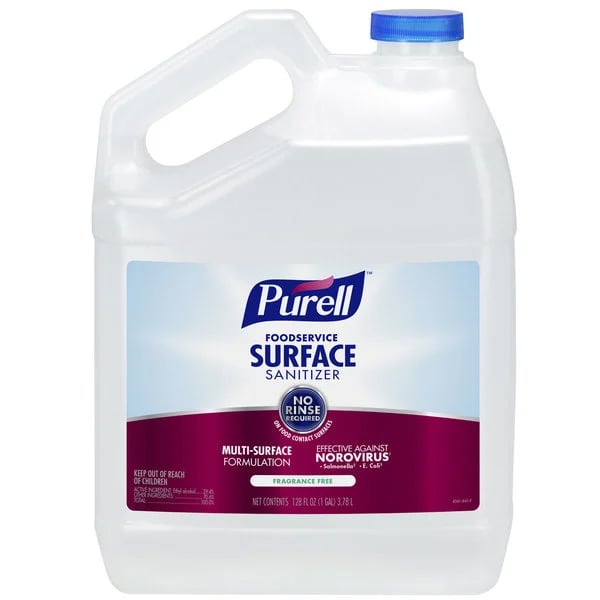 Purell Foodservice Surface Sanitizer, 1 Gal Refill, 1/Pk. Proven effective across most hard
