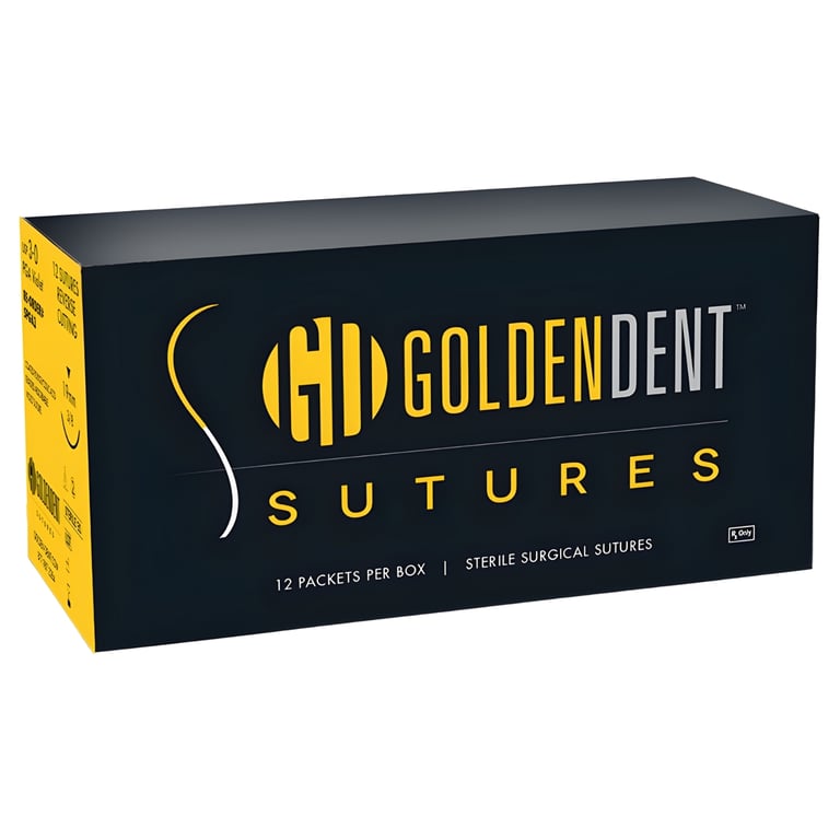 GoldenDent PGA Braided Absorbable Suture, 4-0, 19mm 3/8 Reverse Cutting Needle, Violet, 12/Pk