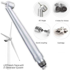 GooDent Premium High Speed PB 45° LED Handpiece w/ Quick Coupling. Ceramic Bearing Turbine