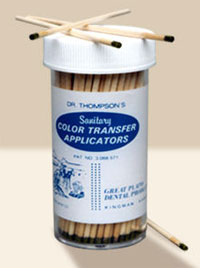 Dr. Thompson Color Transfer Applicators, 150/Bottle. Used to reveal irritated areas under dentures
