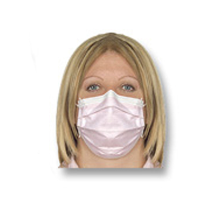 Easy Breath Pink Earloop Mask, 50/box. Fluid Resi