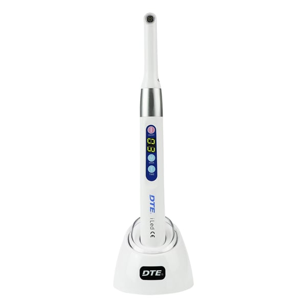 DTE Curing Light iLED - White - with 360° Rotating Head. 5W high power blue light LED cures 2mm