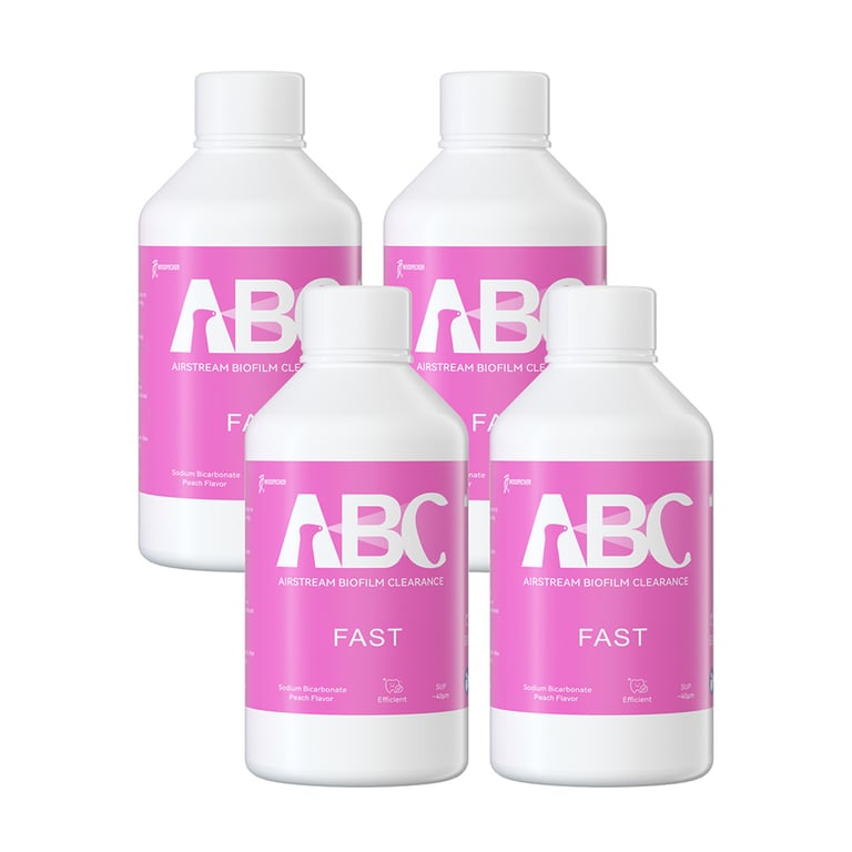 Woodpecker Air Polisher Prophylaxis Powder, 65m, Fast, Box of 4 - 300g Bottles. Used for rapid