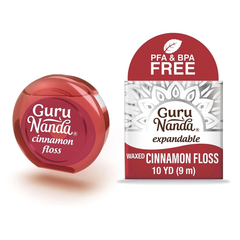 GuruNanda Expandable 10-Yard Floss, Cinammon, Waxed, 120/Pk. Crafted with cruelty-free plastic