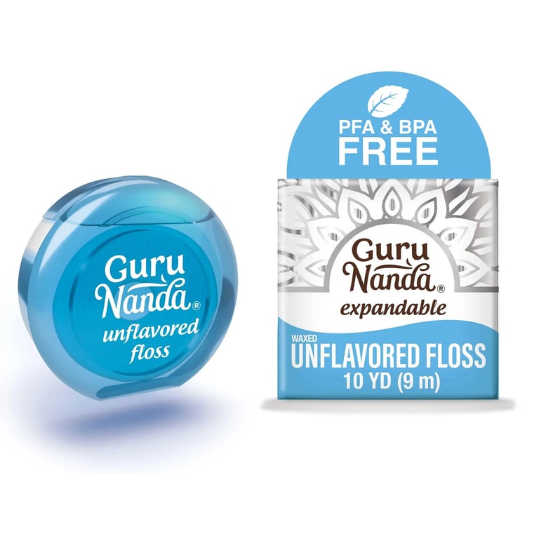 GuruNanda Expandable 10-Yard Floss, Unflavored, Waxed, 120/Pk. Crafted with cruelty-free plastic