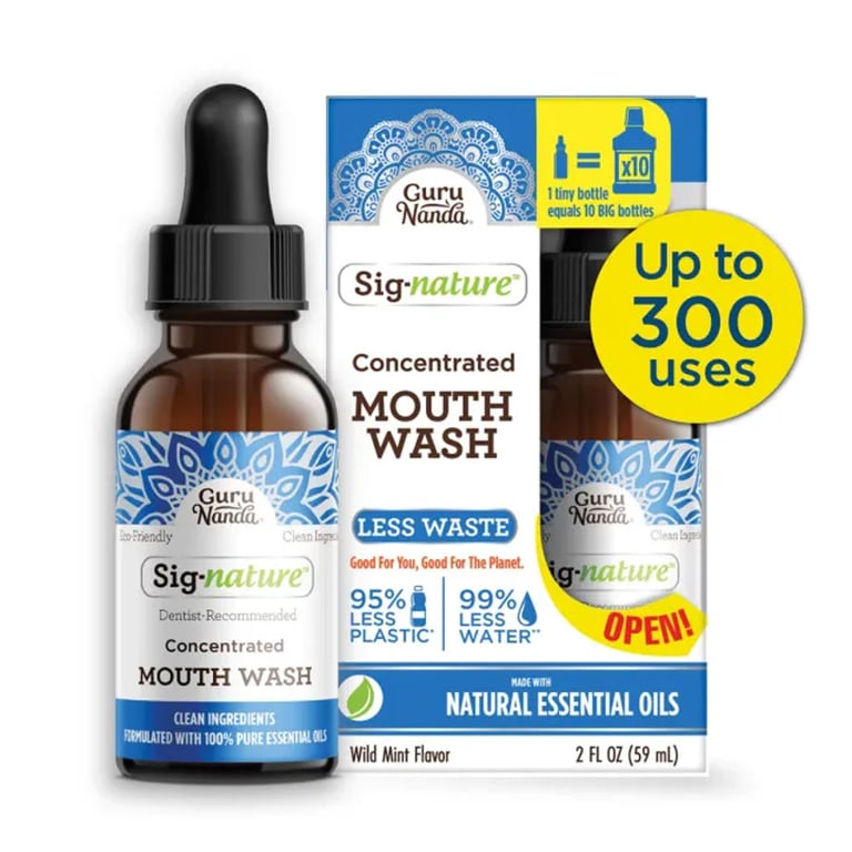 GuruNanda Concentrated Mouthwash, 2 Oz. Bottle, Mint, 12/Case. Formulated with a proprietary blend