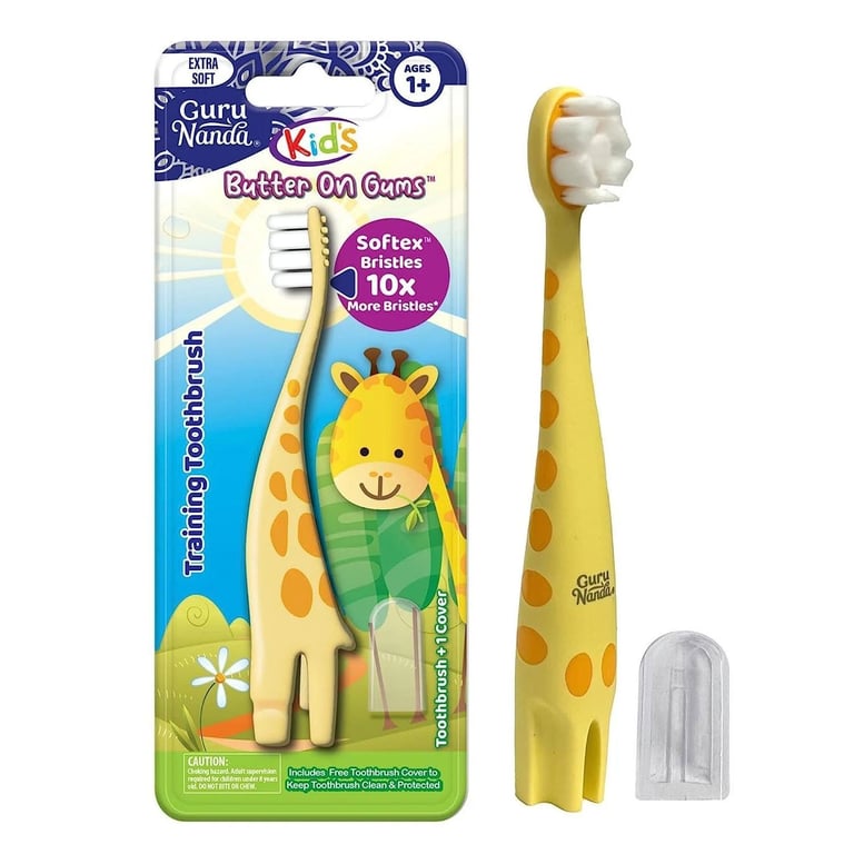 GuruNanda Kids Butter On Gums Giraffe Softex Ultra-Soft Bristles Toothbrush, 24/Box. Crafted