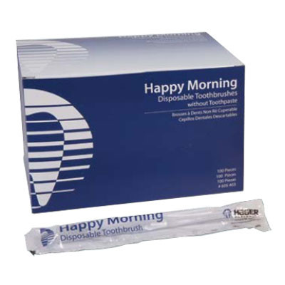 Happy Morning Single-Use Toothbrush without Toothpaste, 100/Bx. Each brush is hygienically sealed