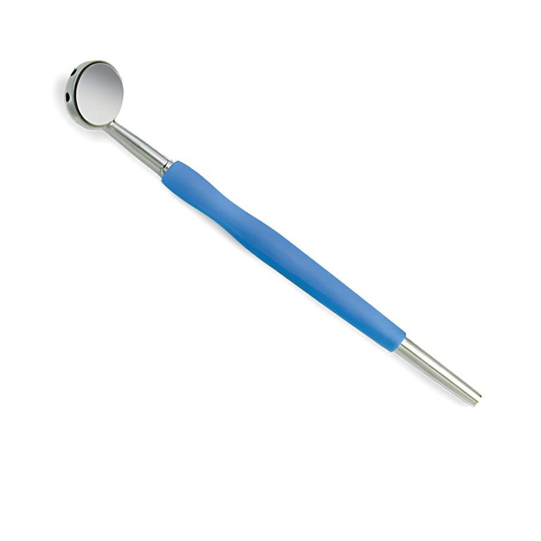 Mirror Suction, Stainless Steel, Autoclavable Mirror with Blue Handle