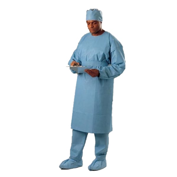 Control Halyard Disposable Isolation Gown, Blue w/Elastic Cuffs, Universal Size 10/Pk. Tape-tab