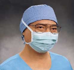 Derma-Touch Anti-Fog Specialty Surgical Mask Tape - Green, 50/Bx. Pleat-Style with Ties, BFE >