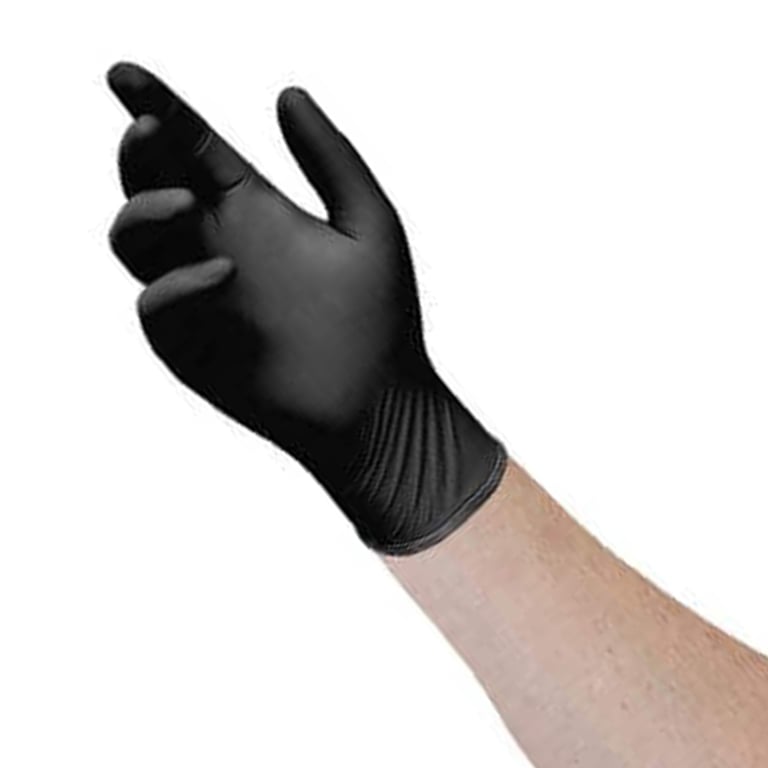 Halyard BLACK-FIRE Nitrile Powder Free Exam Gloves, X-Small, Black, 100/Pk. Features textured