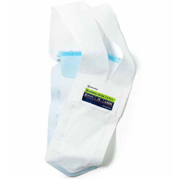 Halyard 5" x 12" Bi-Lateral Facial Ice Pack Case of 24 packs plus 2 Strap per box. Single use