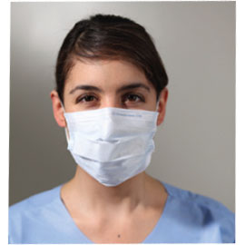 KC100 Procedure Earloop Mask BLUE 50/Pk. Three layer mask, constructed of nonwoven polyester