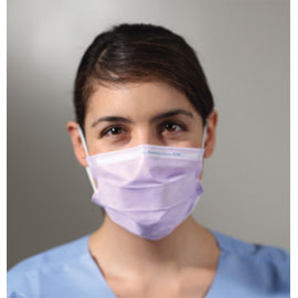 KC100 Procedure Earloop Mask LAVENDER 50/Pk. Three layer mask, constructed of nonwoven polyester