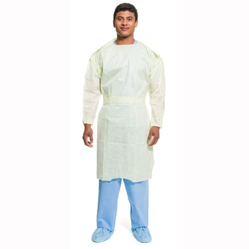 Kimberly-Clark Tri-Layer Isolation Gown, AAMI Level 2, Large, 10/Case, Yellow. Medium-weight SMS