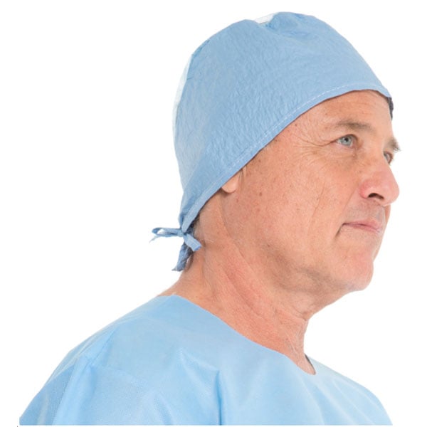 Kimberly-Clark Surgical Cap 100/Box. Universal Size, Blue, Tie Back Closure. Made from 3-layer SMS