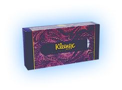 Kleenex White 2 ply Facial Tissues, Flat Box of 125 Tissues. #21606