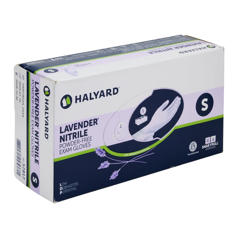 Halyard Lavender Nitrile Exam Gloves: SMALL 250/B