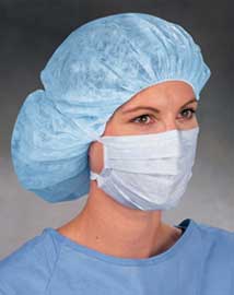 Soft Touch II Surgical Mask - Blue, 50/Bx. Non-Allergic, Pleat-Style with Horizontal Ties, BFE >