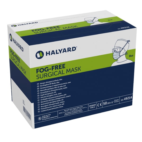 Tecnol Fog-Free Blue Surgical Mask, PFE ≥ 98% at 
