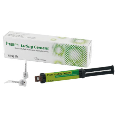 Han Luting Cement - Transparent, 9 g Syringe, 10 Mixing tips & 10 Oral tips. Dual Cured