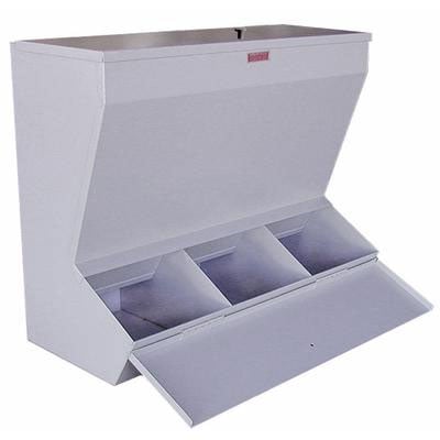Handler Plaster bin with 3 compartments and cover, gray, 1/pk. Dimensions: 21" wide x 10" deep x